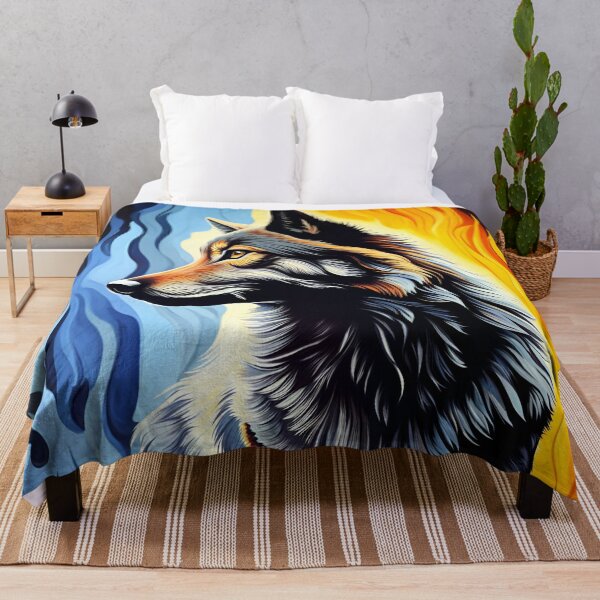 Item preview, Wolf and Colourful Fire, Ai Generated Art designed and sold by ACC .