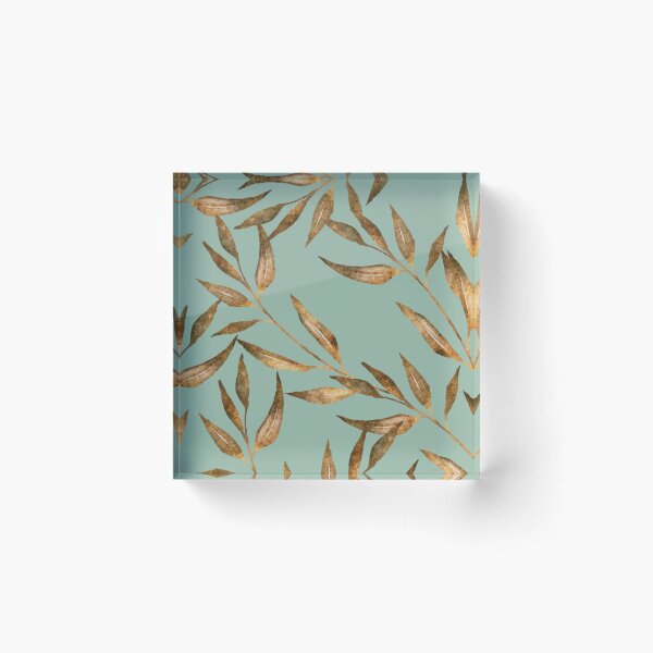 Item preview, Golden leaves + Mint green background  designed and sold by Asmaa Abdul-Azim.