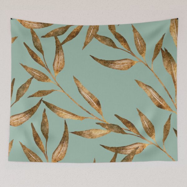 Item preview, Golden leaves + Mint green background  designed and sold by Asmaa Abdul-Azim.