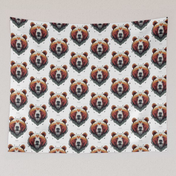 Item preview, Stone Guardian: Whimsical Bear Head Art designed and sold by geodedebit.