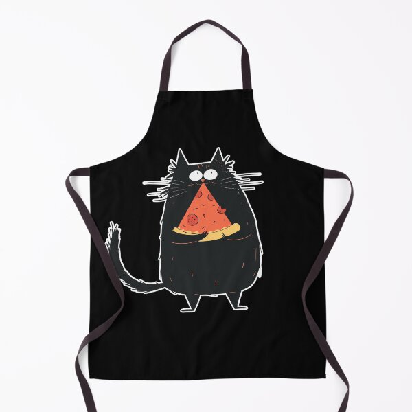 Item preview, cute black cat with pizza designed and sold by BoomGraf.