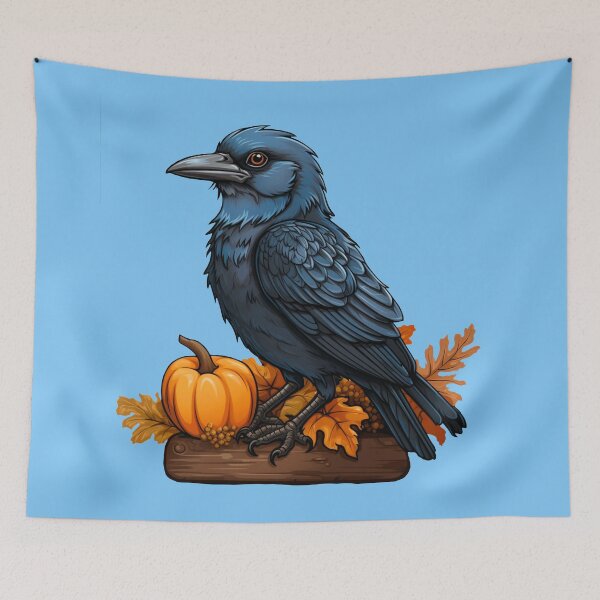 Item preview, Halloween Raven Bird With Pumpkin designed and sold by FoxTreeDesign.