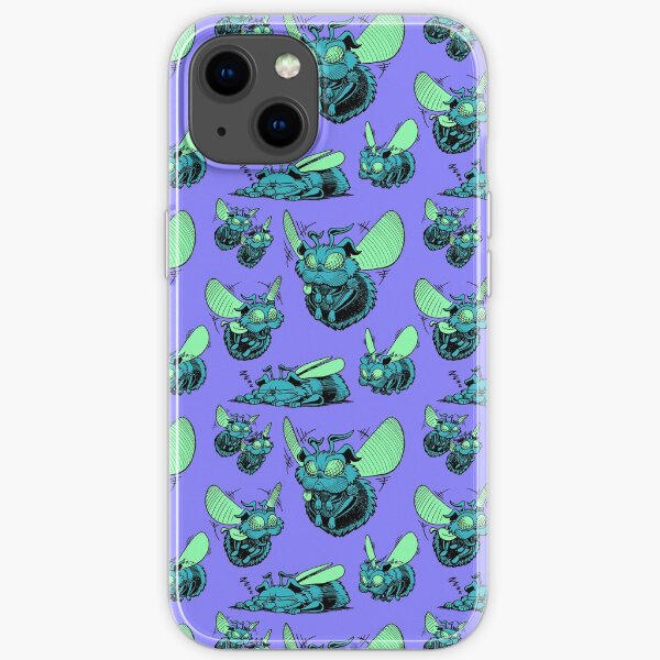 Pug Bees - Blue/Green Pattern iPhone Soft Case