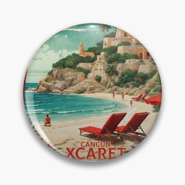 Item preview, Cancun Xcaret Mexico Vintage Poster designed and sold by TravelersGems.