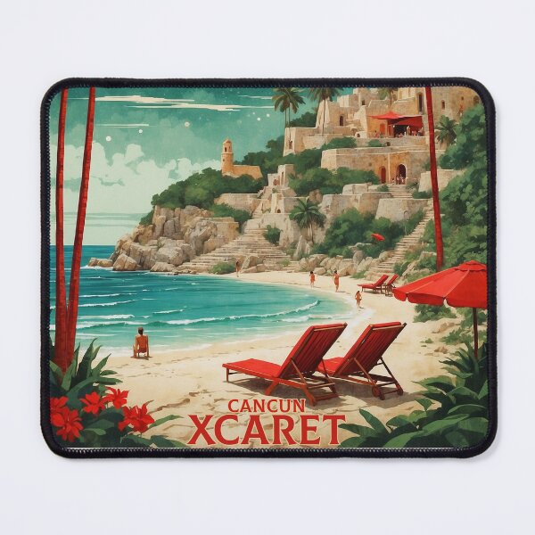 Item preview, Cancun Xcaret Mexico Vintage Poster designed and sold by TravelersGems.