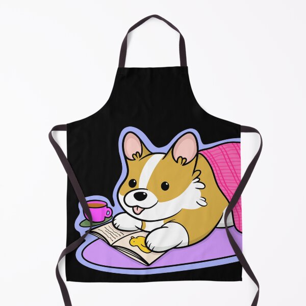 Item preview, Corgi, tea and book designed and sold by DrawsCutePaws.