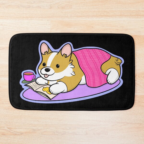 Item preview, Corgi, tea and book designed and sold by DrawsCutePaws.