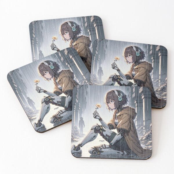 Item preview, Anime - Mechanical Empathy - Solace in Ruins Art Print, Robo-girl designed and sold by 72artteam.