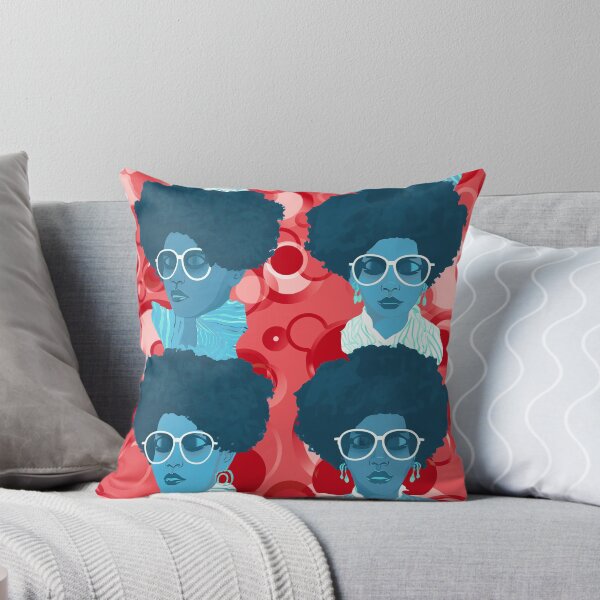 Item preview, Red and Blue Contemporary Retro Groovy women fabric designs designed and sold by Andimoot.