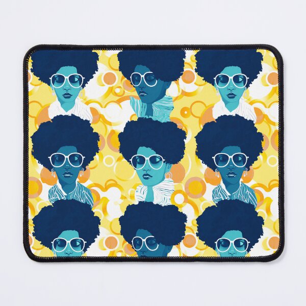 Artikelvorschau,  Blues and yellows Contemporary Retro Groovy women fabric designs entworfen und verkauft von Andimoot.