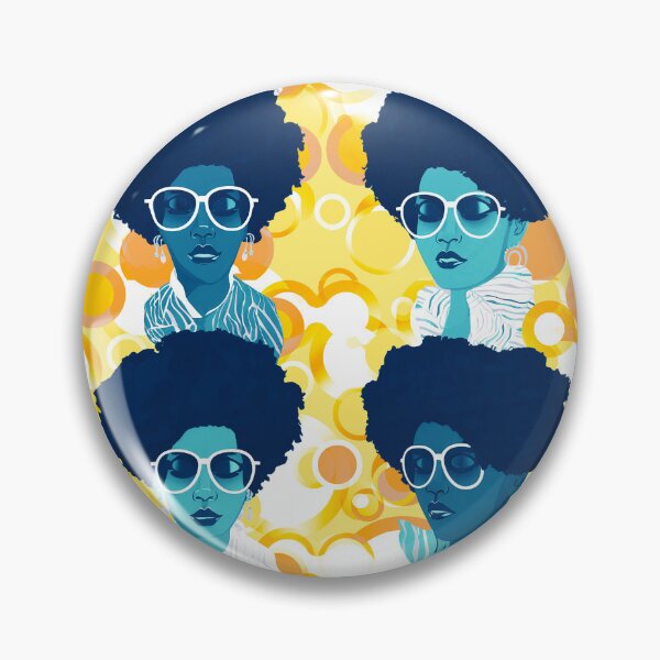 Item preview,  Blues and yellows Contemporary Retro Groovy women fabric designs designed and sold by Andimoot.