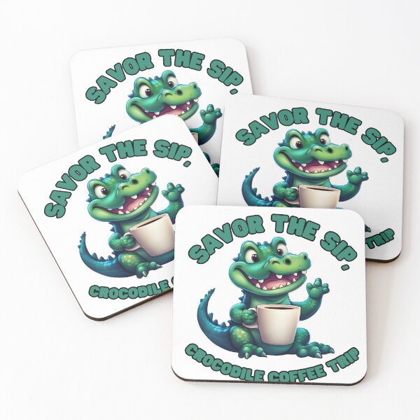Item preview, Cute Alligator Drinking coffee  designed and sold by DonGeneral.