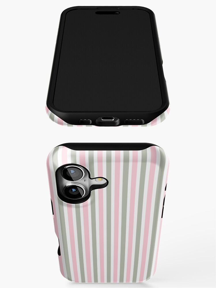 Pastel Green, Pastel Pink and White Stripes  iPhone Case