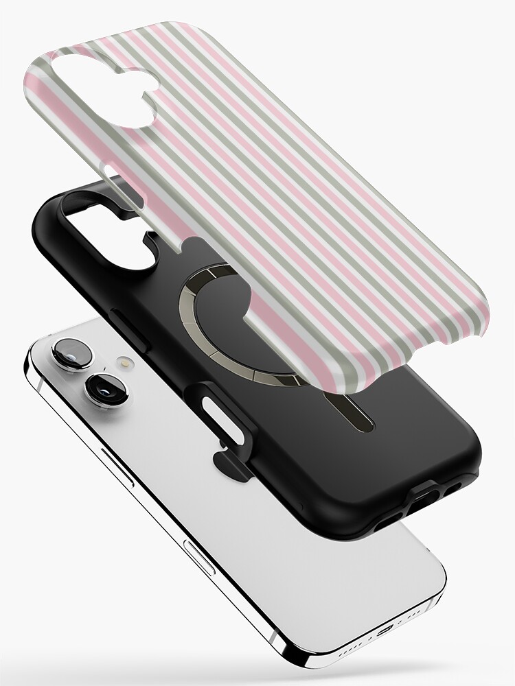 Pastel Green, Pastel Pink and White Stripes  iPhone Case
