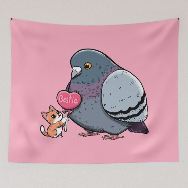 Item preview, Pigeon and Cat Besties designed and sold by KilkennyCat Art.