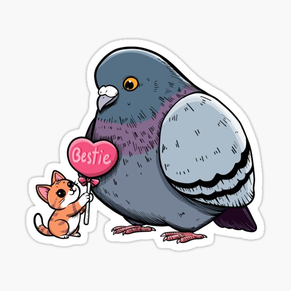 Item preview, Pigeon and Cat Besties designed and sold by KilkennyCat Art.