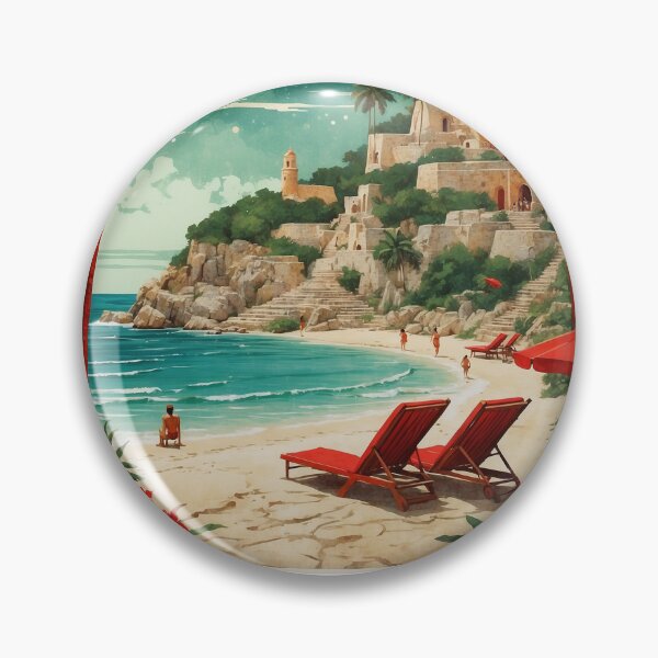Item preview, Cancun Xcaret Starry Night and Moon Mexico Vintage Poster designed and sold by TravelersGems.