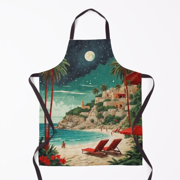 Item preview, Cancun Xcaret Starry Night and Moon Mexico Vintage Poster designed and sold by TravelersGems.