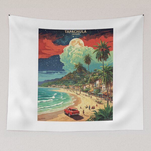 Item preview, Tapachula Chiapas Night Sky and Moon Mexico Vintage Poster designed and sold by TravelersGems.