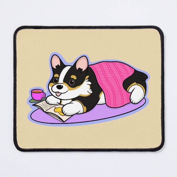 Item preview, Cute Tri Color Corgi, tea and book designed and sold by DrawsCutePaws.