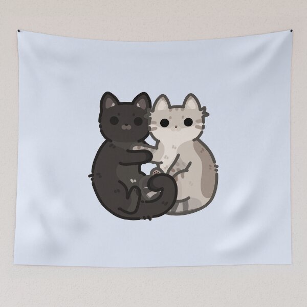 Item preview, Cute Cat Couple- lynx point and black, hugging cats designed and sold by Biszkompt.