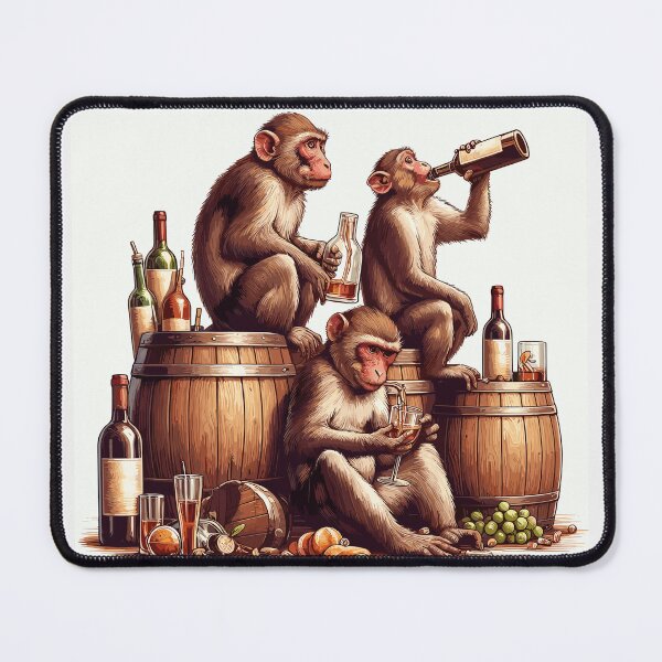 Item preview, Three Drunken Monkeys on Barrels - Digital Art designed and sold by iwcus.