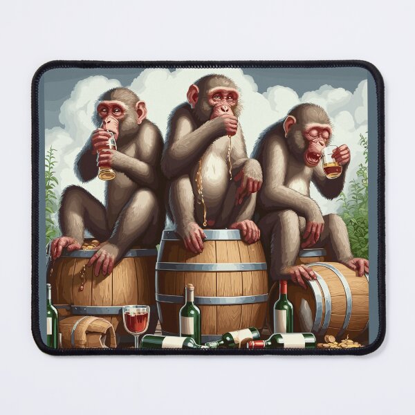 Item preview, Three Drunken Monkeys on Barrels - Digital Art v2 designed and sold by iwcus.
