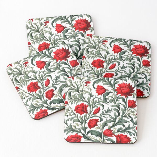 Item preview, Red And White Colors Floral And Foliage Seamless Patterns  designed and sold by Uday24.