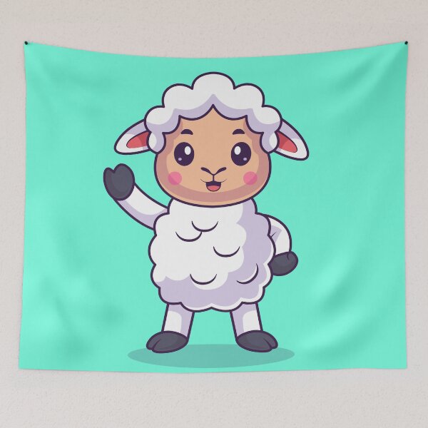 Item preview, Friendly Greetings: Cute Sheep Waving Hand Cartoon Icon designed and sold by hjian8219.
