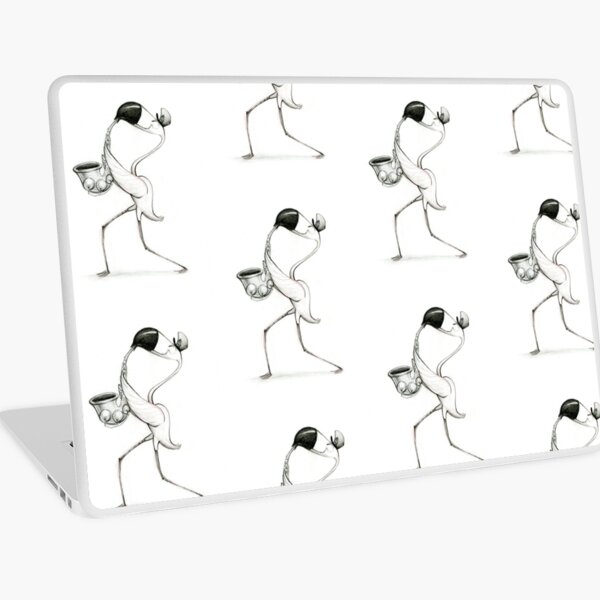 Jazz Flamingo playing Saxaphone Laptop Skin