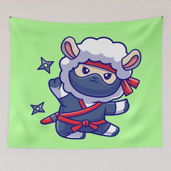 Item preview, Title: "Stealthy Ewe: Cute Sheep Ninja with Shuriken Cartoon Icon" designed and sold by hjian8219.