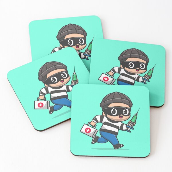 Item preview, Sneaky Savior: Cute Thief with First Aid Box and Injection Cartoon Icon designed and sold by hjian8219.