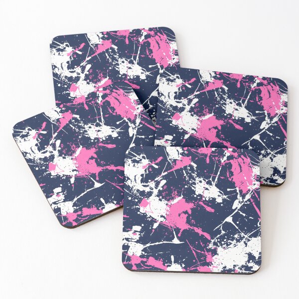 Artikelvorschau, Midnight Splash: Abstrakte Kunst in Marineblau, Rosa und Weiß entworfen und verkauft von Sir Meow Meow.