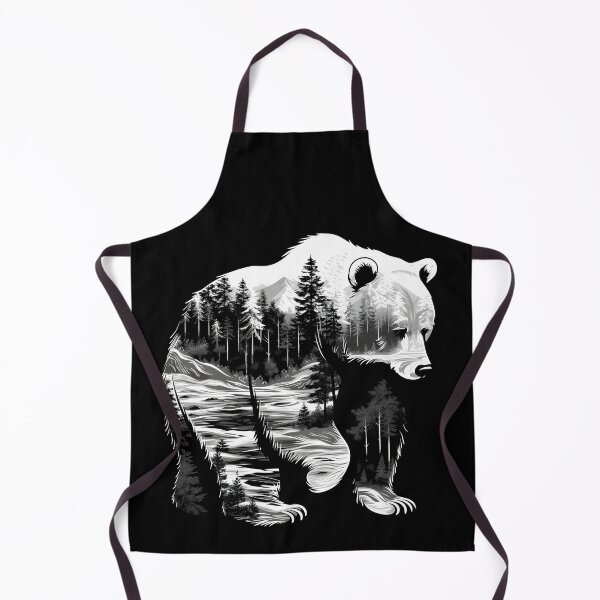 Item preview, Wilderness in the shape of a bear in black & white designed and sold by randrdesign.