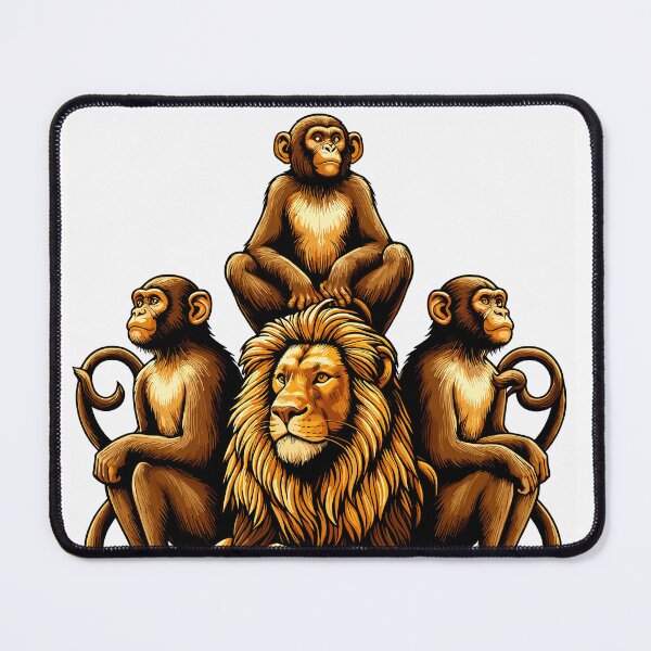 Item preview, Regal Lion with Playful Monkeys designed and sold by iwcus.