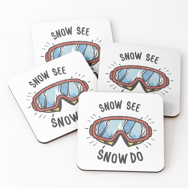 Item preview, Ski goggles t-shirt design with a white background saying "Snow See, Snow Do" in the style of Cool Comic Book Pop Art designed and sold by M-ProjektDesign.