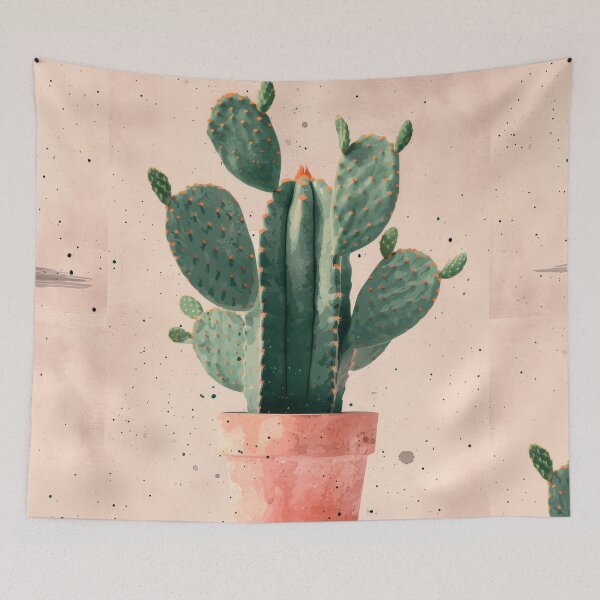 Item preview, Soothing Serenity: Minimalist Cactus Fresco Inspired by Rusticcore Abstractions designed and sold by Piotrek0001.