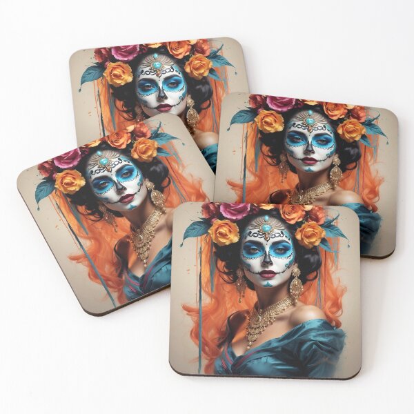 Item preview, Radiant Revelry: Catrina Calavera Portraits in Vivid Colors designed and sold by Ceemko's Vintage Corner.
