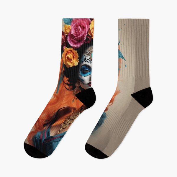 Item preview, Radiant Revelry: Catrina Calavera Portraits in Vivid Colors designed and sold by Ceemko's Vintage Corner.