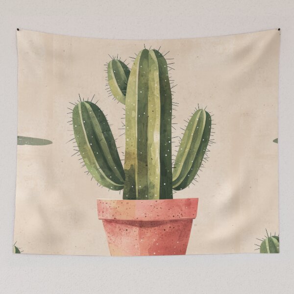 Item preview, Soothing Serenity: Minimalist Cactus Fresco Inspired by Rusticcore Abstractions designed and sold by Piotrek0001.