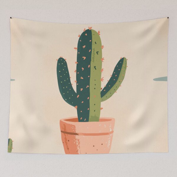 Item preview, Soothing Serenity: Minimalist Cactus Fresco Inspired by Rusticcore Abstractions designed and sold by Piotrek0001.