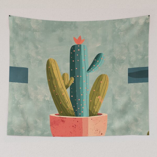 Item preview, Soothing Serenity: Minimalist Cactus Fresco Inspired by Rusticcore Abstractions designed and sold by Piotrek0001.