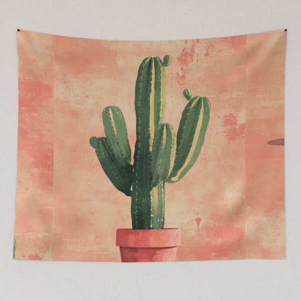 Item preview, Soothing Serenity: Minimalist Cactus Fresco Inspired by Rusticcore Abstractions designed and sold by Piotrek0001.