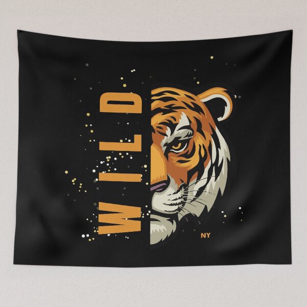 Item preview, Black Illustrative WILD Tiger designed and sold by Luxury-Studio.