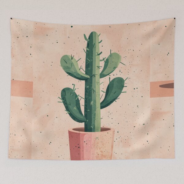 Item preview, Soothing Serenity: Minimalist Cactus Fresco Inspired by Rusticcore Abstractions designed and sold by Piotrek0001.