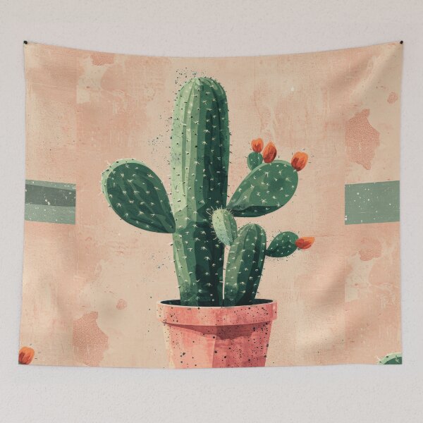 Item preview, Soothing Serenity: Minimalist Cactus Fresco Inspired by Rusticcore Abstractions designed and sold by Piotrek0001.
