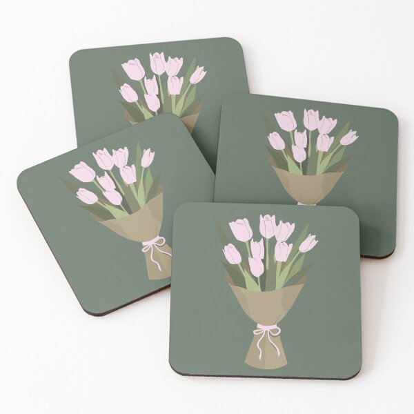 Item preview, Soft Pink Bliss: Tulip Bouquet Wrapped in Brown, Cutout Design designed and sold by EmeraldeaArt.