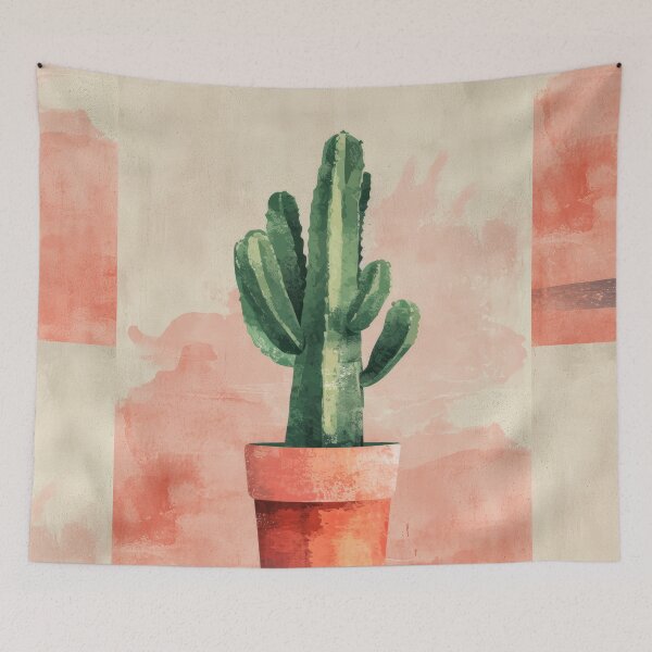 Item preview, Soothing Serenity: Minimalist Cactus Fresco Inspired by Rusticcore Abstractions designed and sold by Piotrek0001.