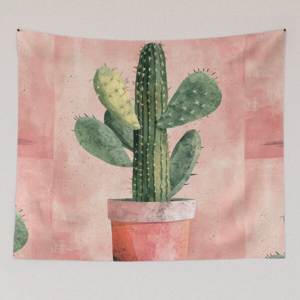 Item preview, Soothing Serenity: Minimalist Cactus Fresco Inspired by Rusticcore Abstractions designed and sold by Piotrek0001.