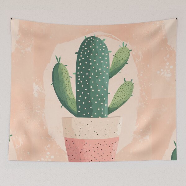 Item preview, Soothing Serenity: Minimalist Cactus Fresco Inspired by Rusticcore Abstractions designed and sold by Piotrek0001.